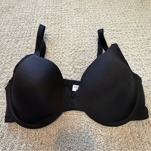 Ellen Tracy Black Bra Sz 38C Push Up Padded Plunge Sexy Full Coverage Underwire